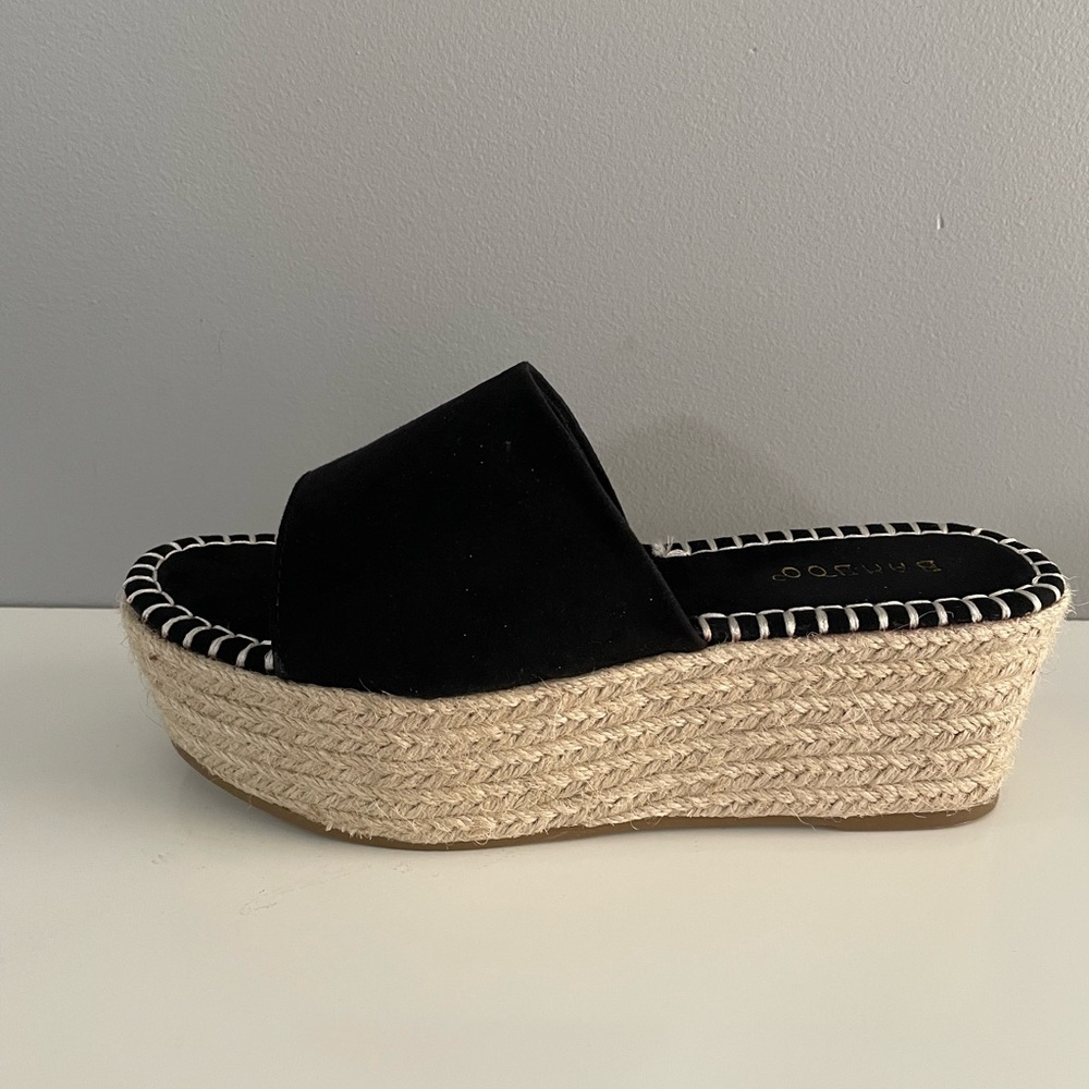 BAMBOO Black Espadrille Platform Sandals - Picture 2 of 6